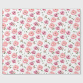 Bridal Pink Waterverf Peonies Cadeaupapier (Vlak)