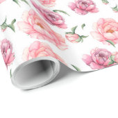 Bridal Pink Waterverf Peonies Cadeaupapier (Rol Hoek)