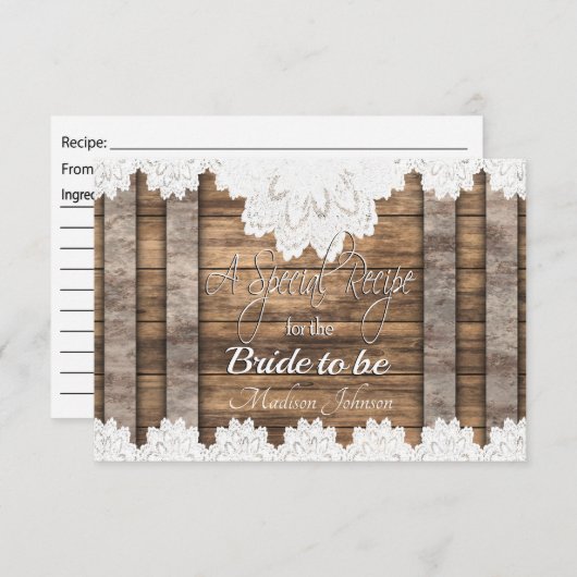 Bridal Recipe in a Rustic Wood and Lace (Voorkant / Achterkant)