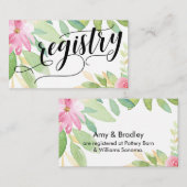 Bridal Register Script Colorful Waterverf Flowers Informatiekaartje (Voorkant / Achterkant)