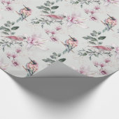 Bridal roze Waterverf bloemen en vogels Cadeaupapier (Hoek)