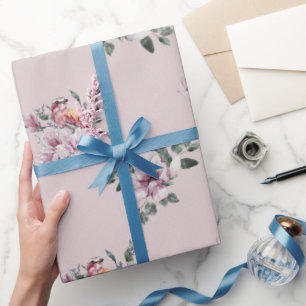 Bridal roze Waterverf en vogels op roze Cadeaupapier