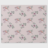 Bridal roze Waterverf en vogels op roze Cadeaupapier (Vlak)