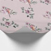 Bridal roze Waterverf en vogels op roze Cadeaupapier (Hoek)
