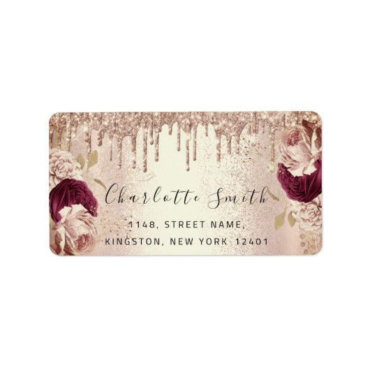 Bridal RSVP bruiloft drijft Floral Roos Marsala Gl Etiket (Voorkant)