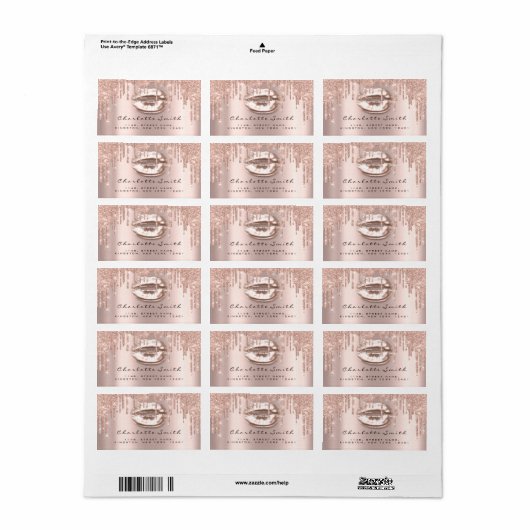 Bridal RSVP Kiss Roos Licht ongekend glitter Makeu Etiket (Full Sheet)