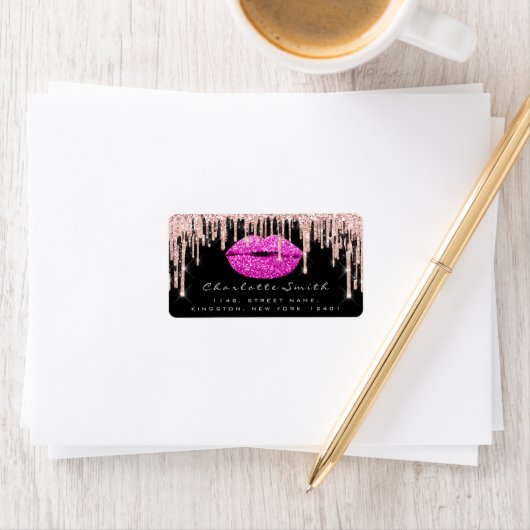 Bridal RSVP Kiss Roos Lips roze RoseGlitter Makeup Etiket (Insitu)