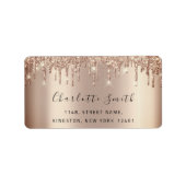 Bridal RSVP Weddenschappen Roos Gold Glitter Spark Etiket (Voorkant)