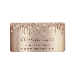 Bridal RSVP Weddenschappen Roos Gold Glitter Spark Etiket