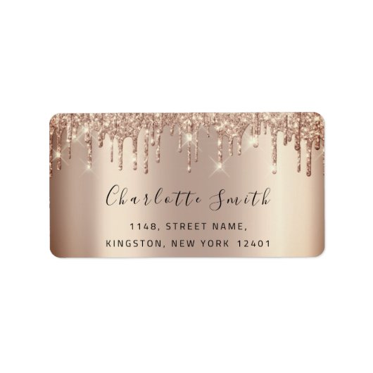 Bridal RSVP Weddenschappen Roos Gold Glitter Spark Etiket (Voorkant)