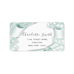 Bridal RSVP Wedding 3D Mint Lijst Glitter Etiket