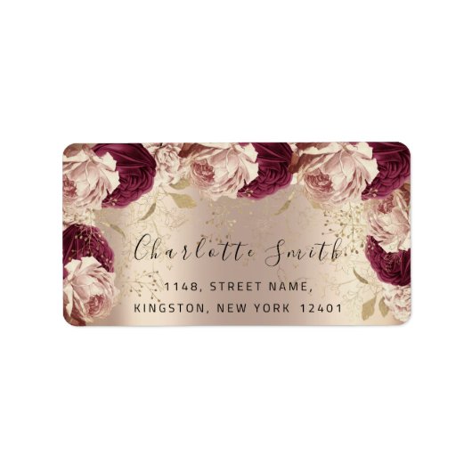 Bridal RSVP Wedding Pink Floral Roos Marsala Etiket (Voorkant)
