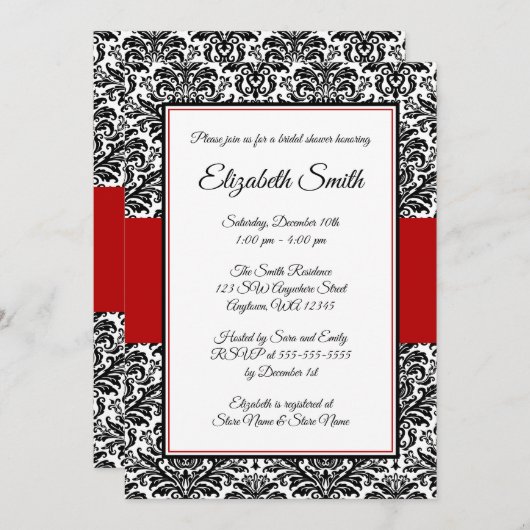 Bridal-schoeisel met zwarte en rode Damask Kaart (Voorkant / Achterkant)