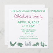 Bridal Shoes Bridal Shower Invitations Green/White Kaart (Voorkant / Achterkant)