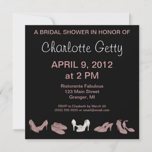 Bridal Shoes Bridal Shower Invitations Kaart (Voorkant)