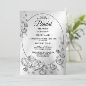 Bridal Show Partij Zilver Grijze harten Elegant Kaart (Staand voorkant)