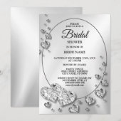 Bridal Show Partij Zilver Grijze harten Elegant Kaart (Voorkant / Achterkant)