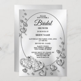 Bridal Show Partij Zilver Grijze harten Elegant Kaart