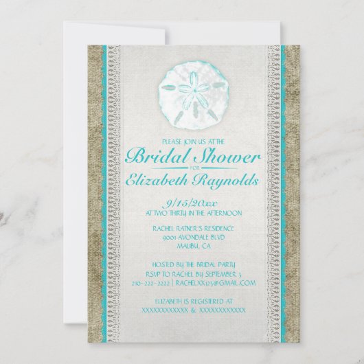 Bridal-show van Burlap Sand Dollar Kaart (Voorkant)