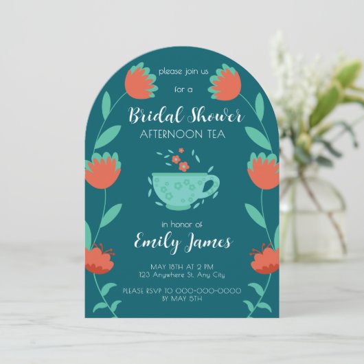 Bridal Shower - Afternoon Tea Party Invitation Kaart (Staand voorkant)