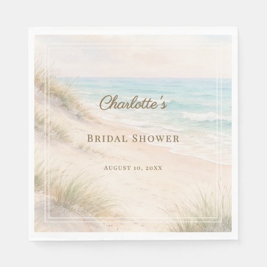 Bridal Shower beach coastal elegant luncheon Servet (Voorkant)