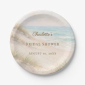 Bridal Shower beach coastal elegant Papieren Bordje (Voorkant)