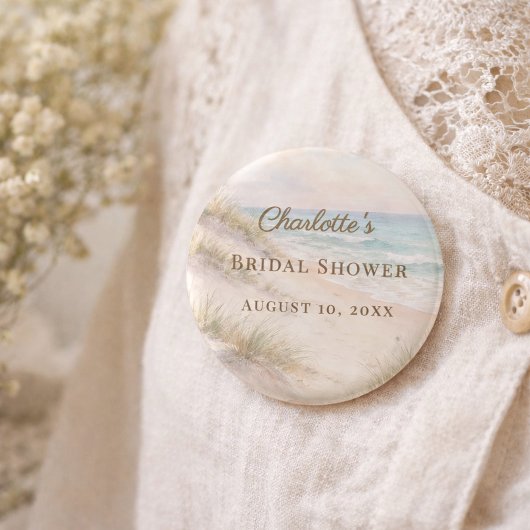 Bridal Shower beach coastal elegant Ronde Button 5,7 Cm