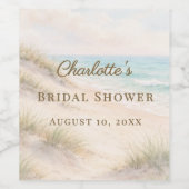 Bridal Shower beach coastal elegant Wijn Etiket (Enkel label)