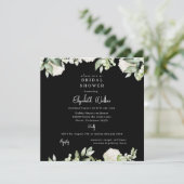 Bridal Shower Black White Hydrangea Square Kaart (Staand voorkant)