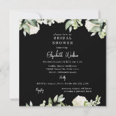 Bridal Shower Black White Hydrangea Square Kaart (Voorkant)