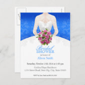 Bridal Shower blue invitation Uitnodiging Briefkaart (Voorkant / Achterkant)