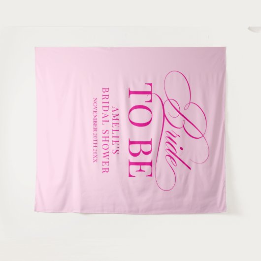 Bridal shower Bride to Be backdrop pink Wandkleed (Voorkant (horizontaal))
