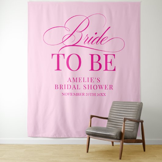 Bridal shower Bride to Be backdrop pink Wandkleed (In situ)