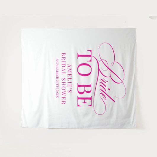 Bridal shower Bride to Be backdrop pink Wandkleed (Voorkant (horizontaal))