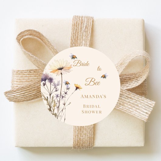 Bridal Shower Bride to Bee Wildflower Ivory Ronde Sticker