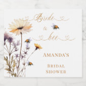 Bridal Shower Bride to bee wildflowers ivory Sparkling Wijnetiket (Enkel label)