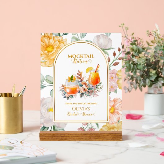 Bridal Shower Drink Bar Floral Mocktail Station Acryl Bord (Huwelijk)