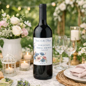 Bridal Shower Dusty Blue Floral Custom Wijn Etiket