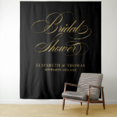 Bridal shower elegant black and gold backdrop wandkleed (In situ)