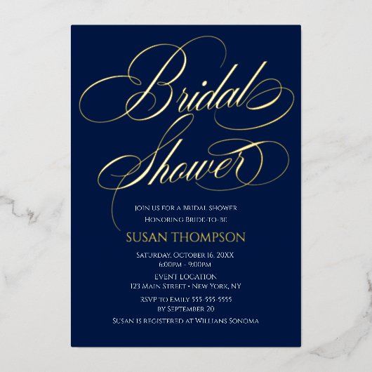 Bridal Shower Elegant Invitation Foil Invitation Folie Uitnodiging (Voorkant)