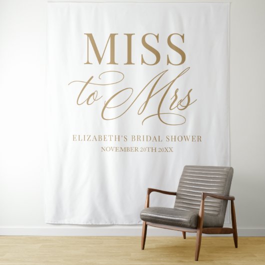 Bridal shower elegant Miss to Mrs backdrop Wandkleed (In situ)