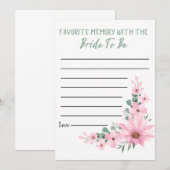 Bridal Shower Favorite Memory Game Pink Flowers Advieskaart (Voorkant / Achterkant)