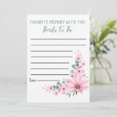 Bridal Shower Favorite Memory Game Pink Flowers Advieskaart (Staand voorkant)