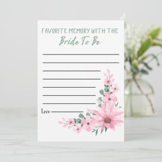 Bridal Shower Favorite Memory Game Pink Flowers Advieskaart (Staand voorkant)