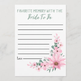 Bridal Shower Favorite Memory Game Pink Flowers Advieskaart