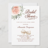 Bridal Shower floral rose gold bow elegant Kaart (Voorkant)