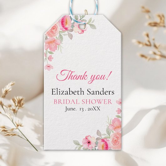 Bridal Shower Floral Watercolor | Pink Roses Cadeaulabel