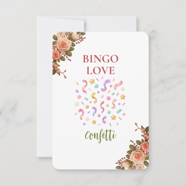 Bridal Shower Game Bingo Card – Confetti (Voorkant)