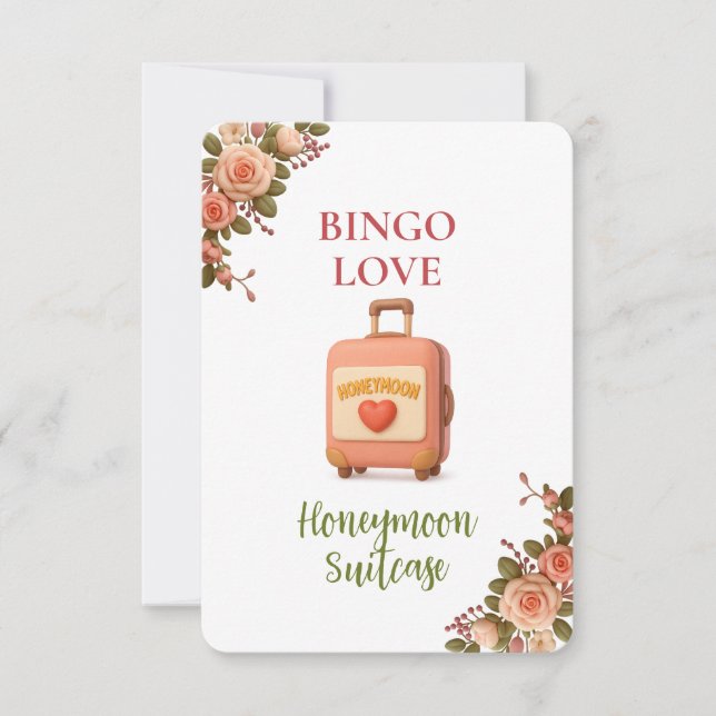 Bridal Shower Game Bingo Card – Honeymoon Suitcase (Voorkant)