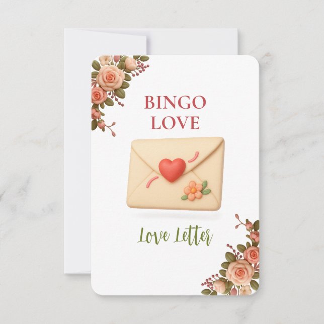 Bridal Shower Game Bingo Card – Love Letter (Voorkant)